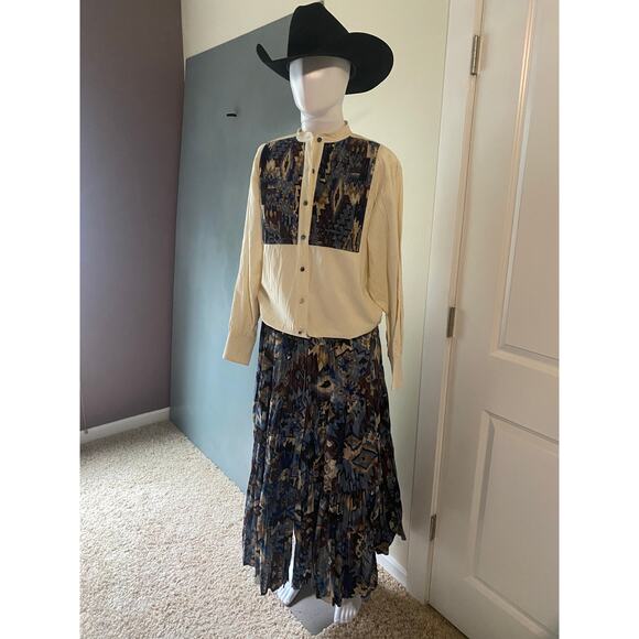 DESERT WEST Sherry Holt VINTAGE Womens L Pleated Cowboy Skirt Shirt Set 2 Piece - Picture 12 of 16